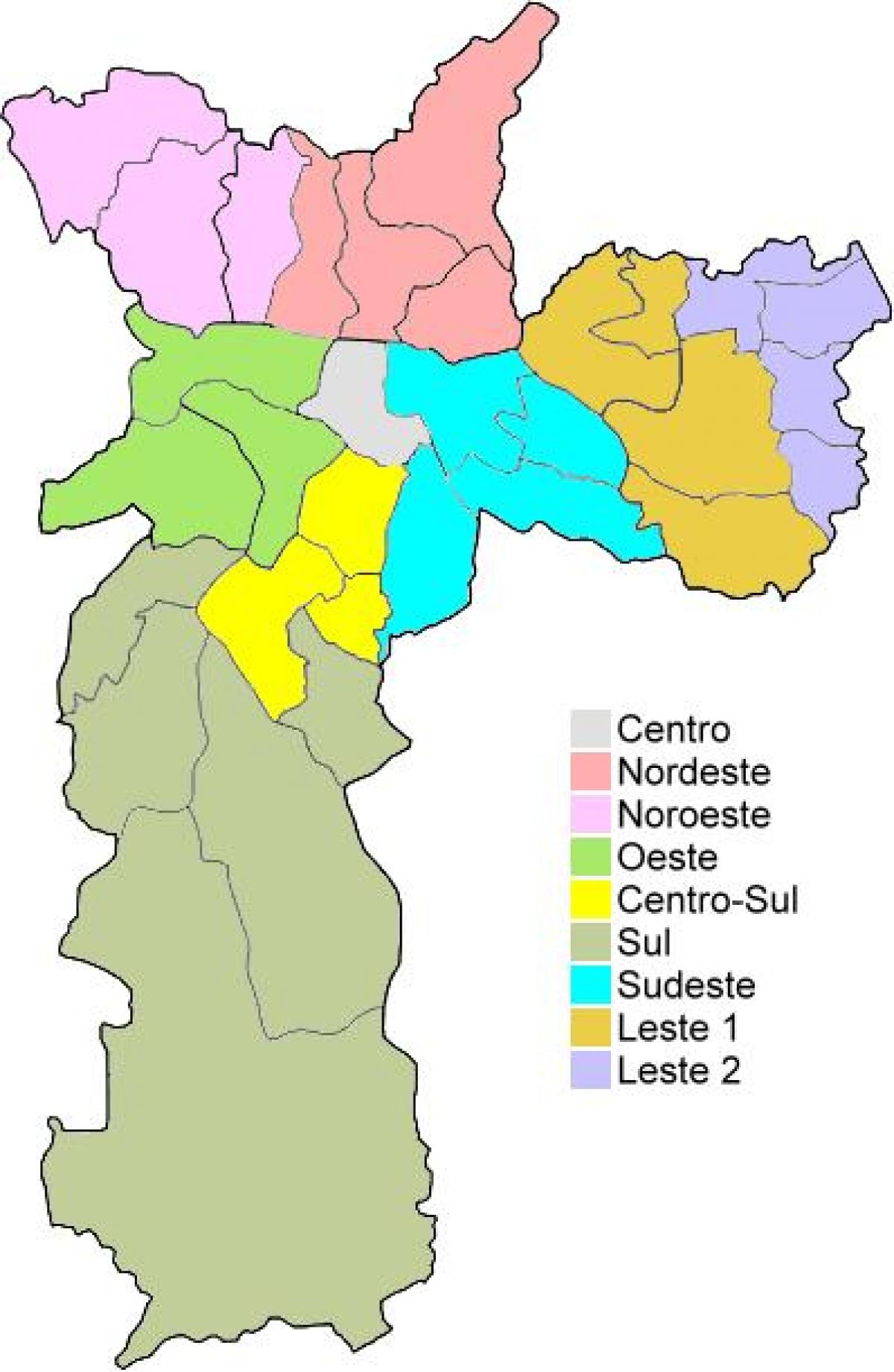 Karta över administrativa regioner i São Paulo