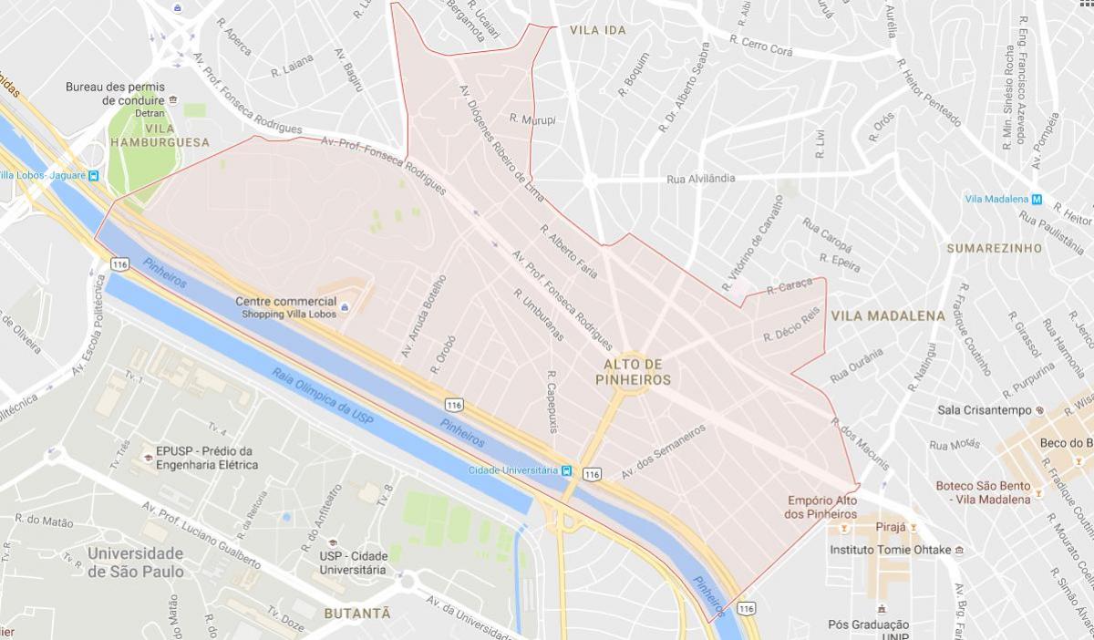 Karta över Alto de Pinheiros São Paulo