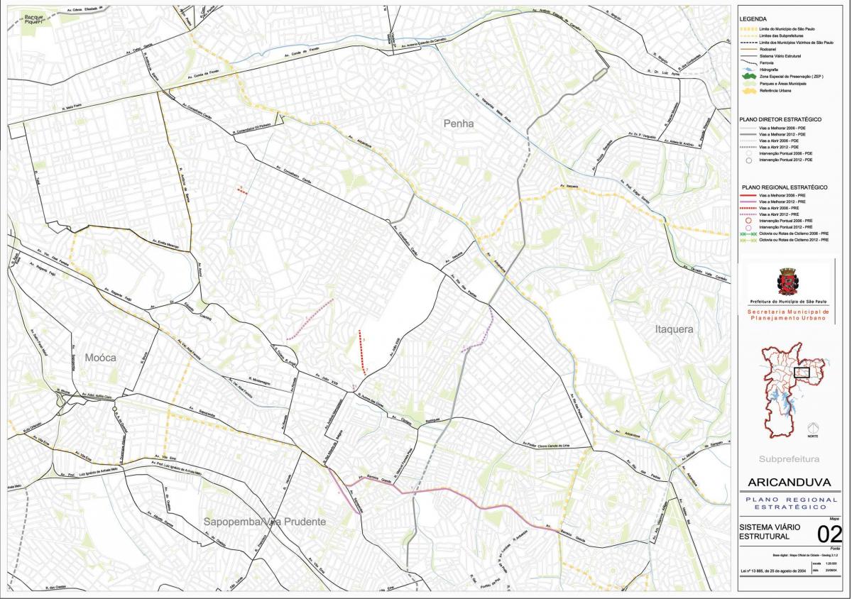 Karta över Aricanduva-Vila Formosa São Paulo - Vägar