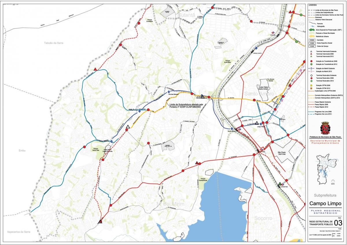 Karta över Campo Limpo São Paulo - kollektivtrafiken