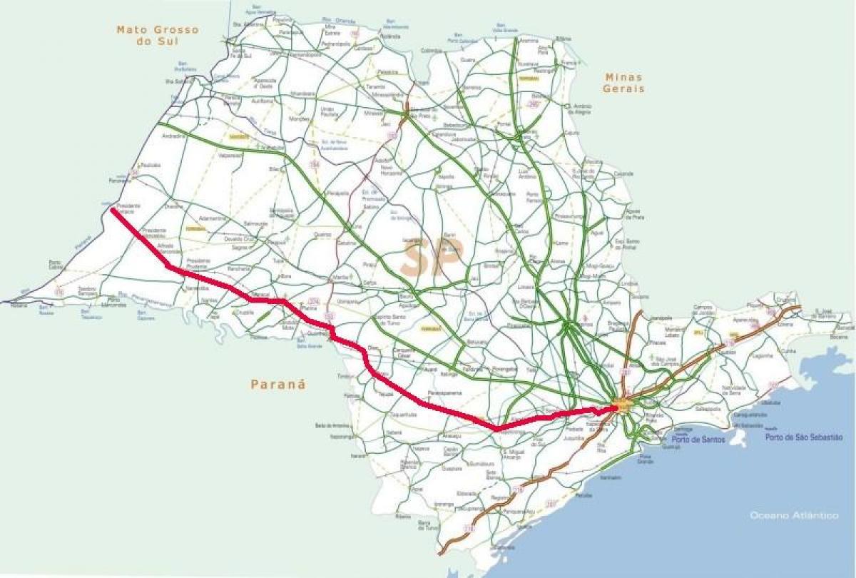 Karta över Raposo Tavares highway - SP 270