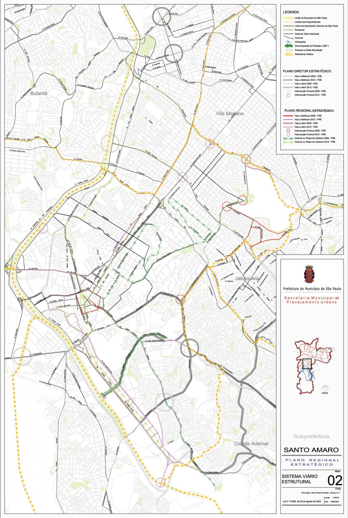 Karta över São Paulo-Santo Amaro - Vägar