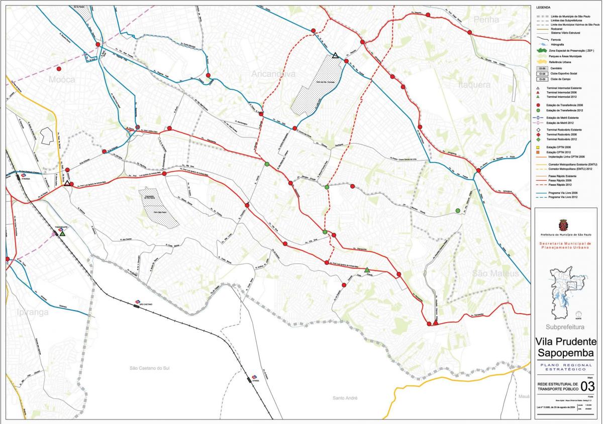 Karta över Sapopembra São Paulo - kollektivtrafiken