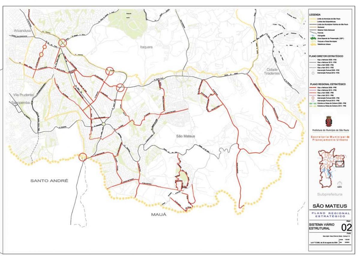 Karta över São Mateus São Paulo - Vägar