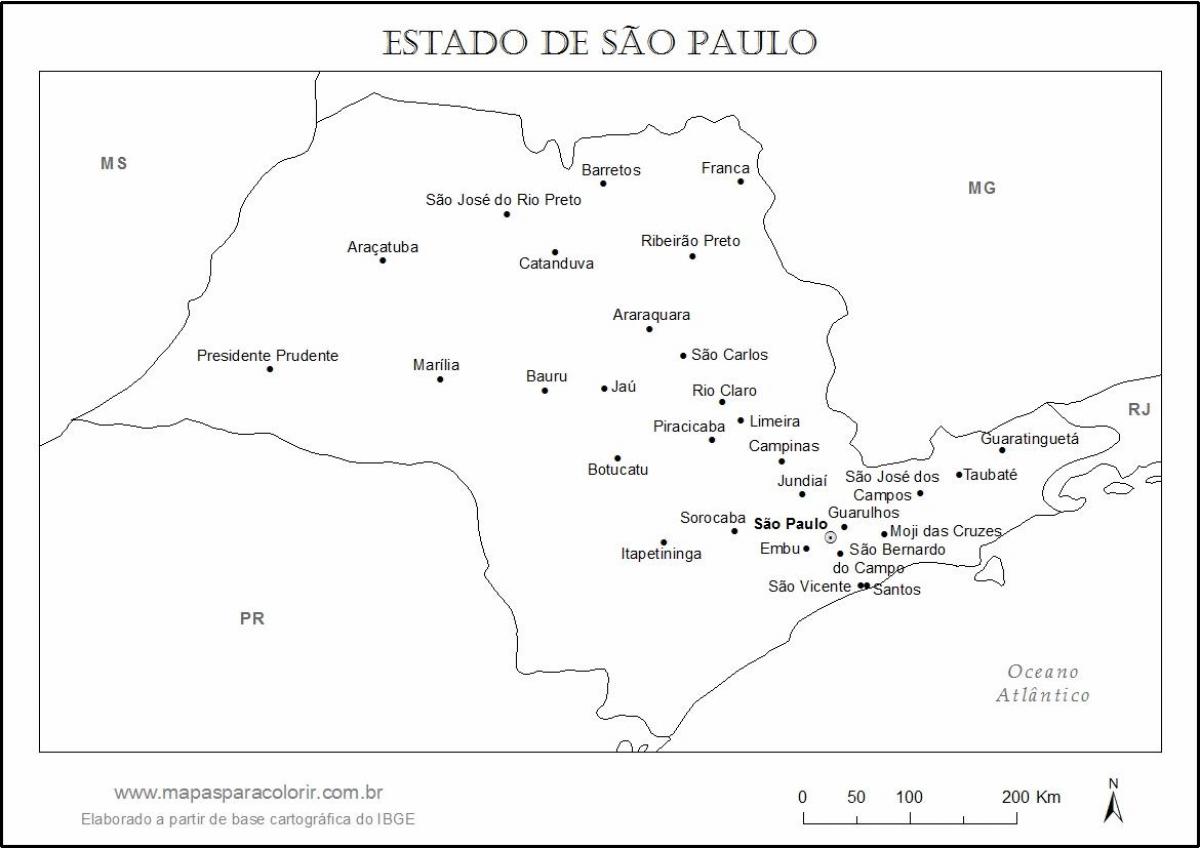 Karta över São Paulo virgin - största städer