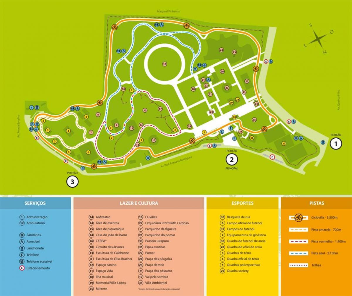 Karta över Villa-Lobos park