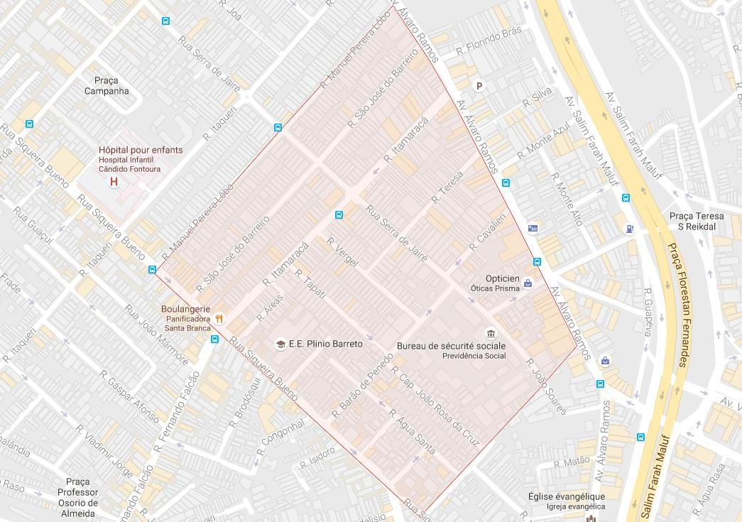 Karta över Água Rasa São Paulo