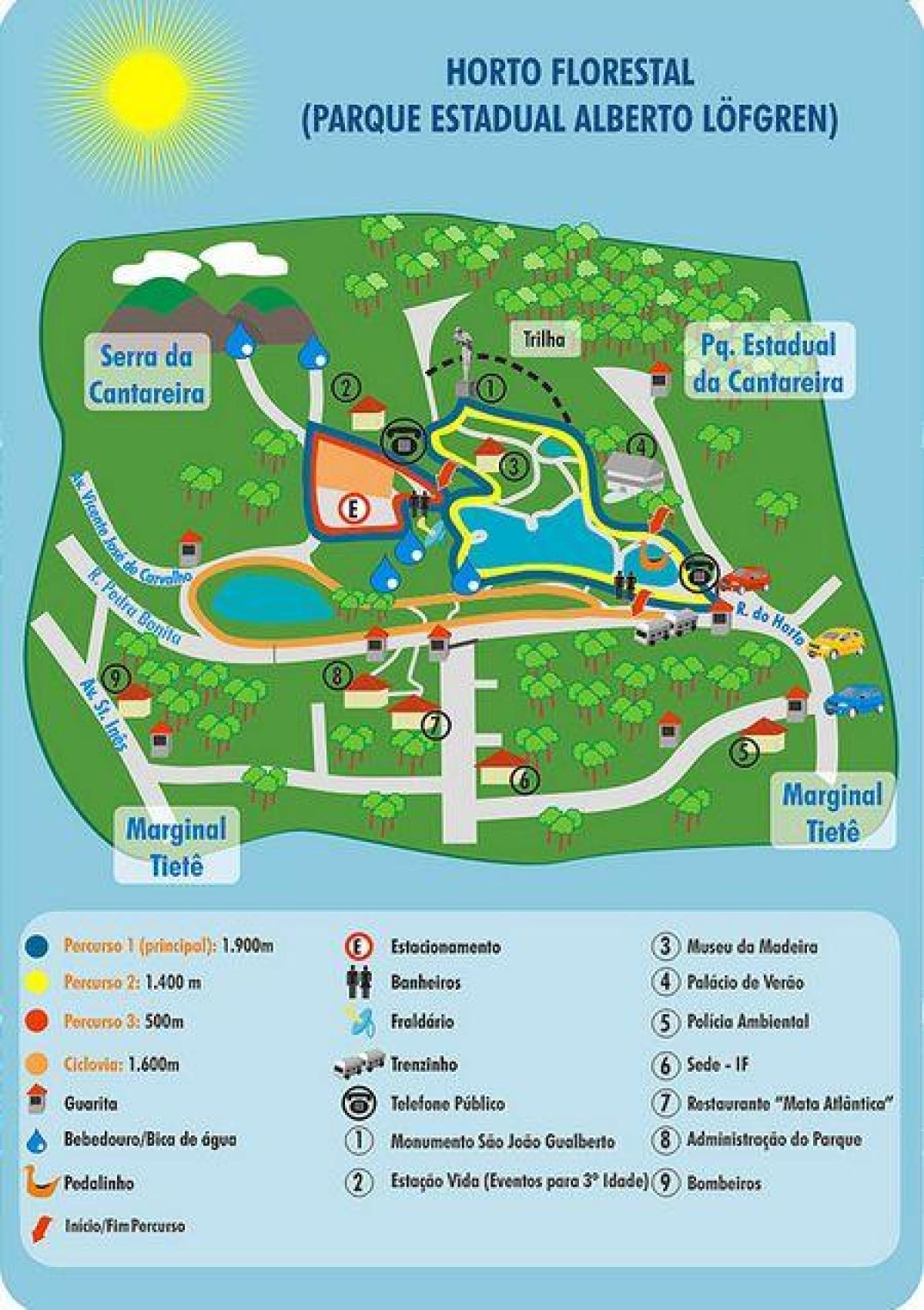 Karta över Alberto Löfgren park - trädgård och blommor