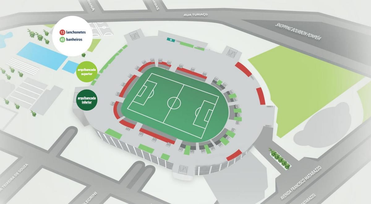 Karta över Allianz Parque - Nedre läktare
