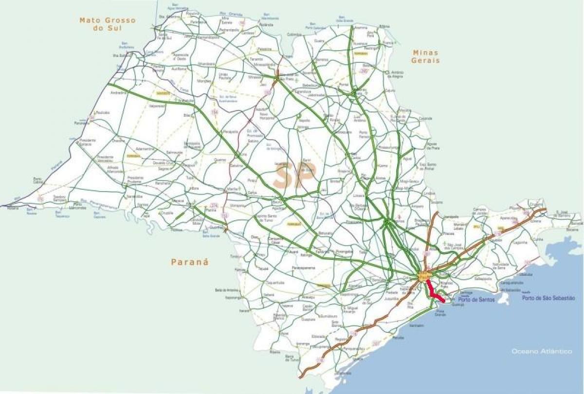 Karta över Anchieta highway - SP 150