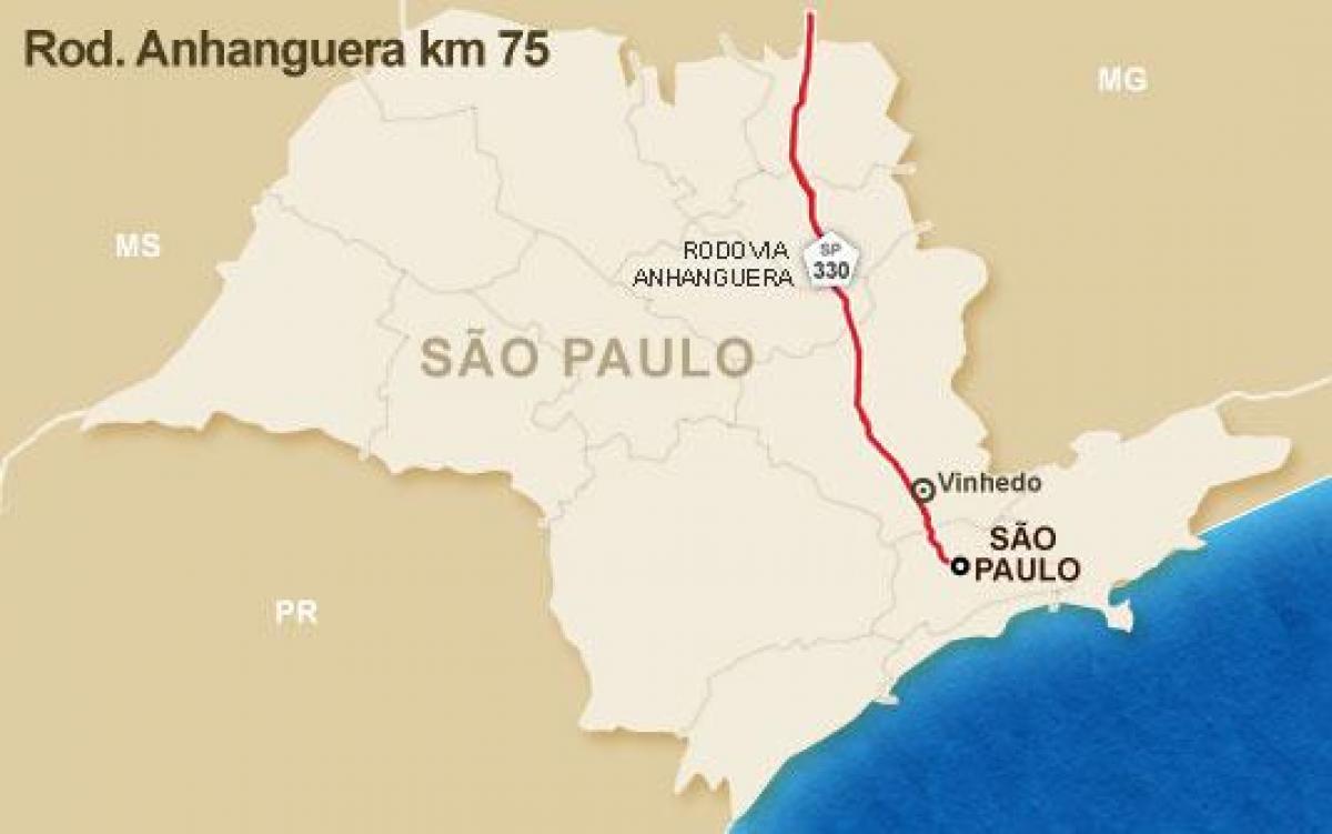 Karta över Anhanguera highway - SP 330