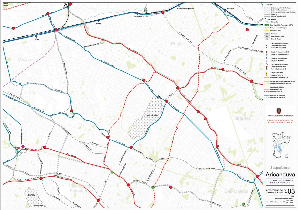 Karta över Aricanduva-Vila Formosa São Paulo - kollektivtrafiken