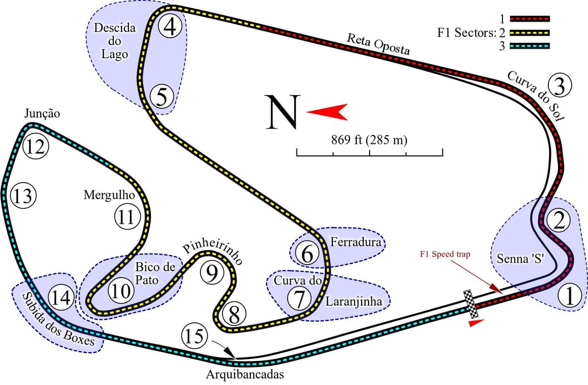 Karta över Autódromo José Carlos Pace i São Paulo