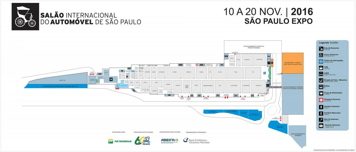 Karta över bilmässan i São Paulo