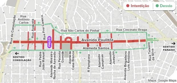 Karta över avenida Paulista i São Paulo
