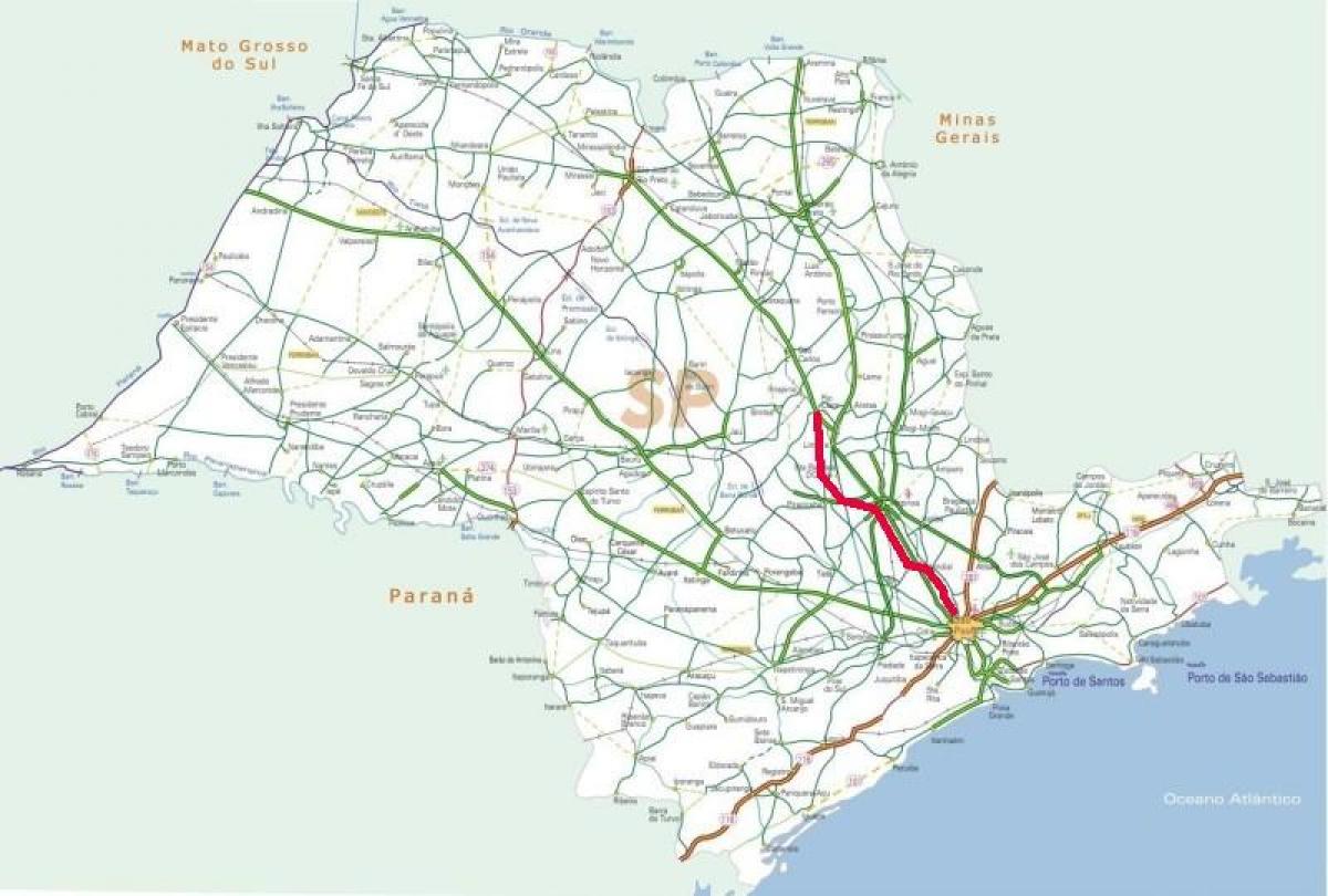 Karta över Bandeirantes highway - SP 348