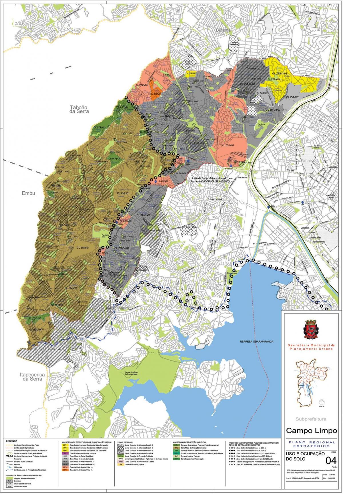 Karta över Campo Limpo São Paulo - Ockupationen av mark