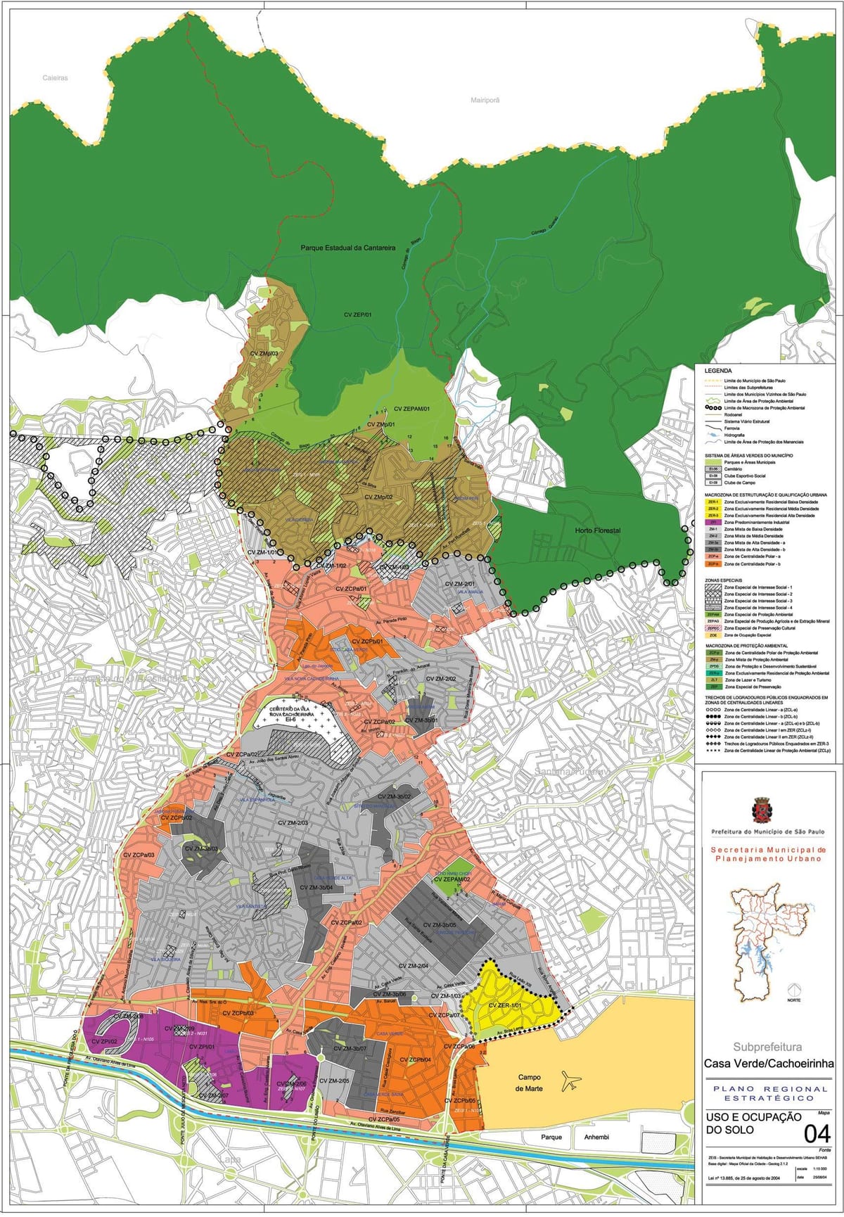 Karta över Casa Verde São Paulo - Ockupationen av mark