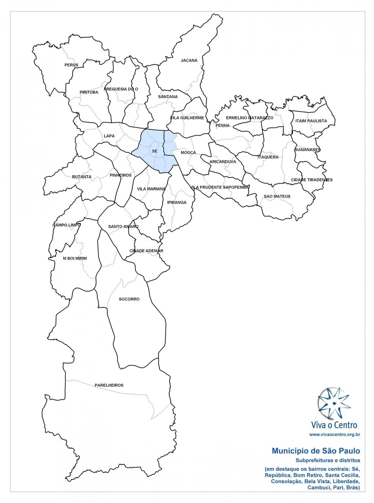 Karta över Centrala zonen São Paulo