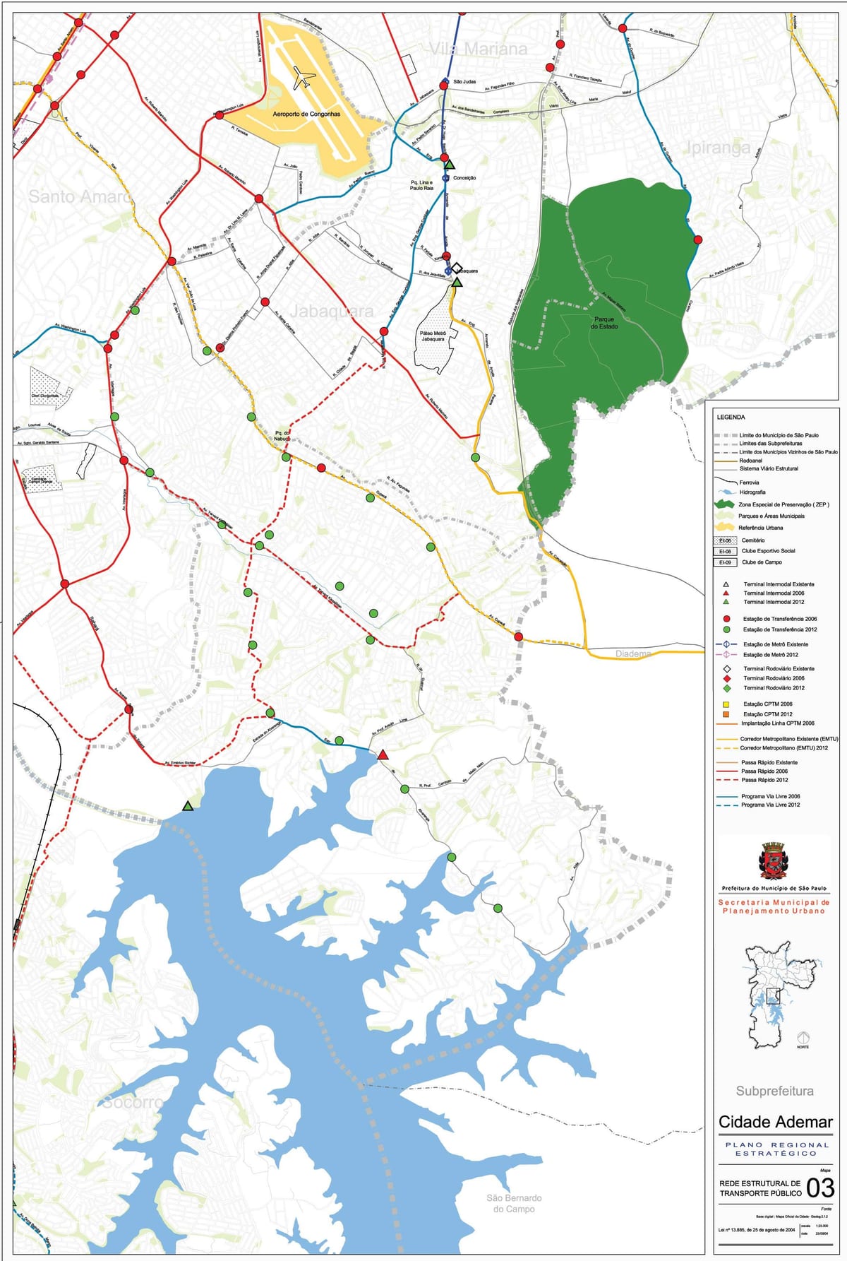Karta över Cidade Ademar São Paulo - kollektivtrafiken
