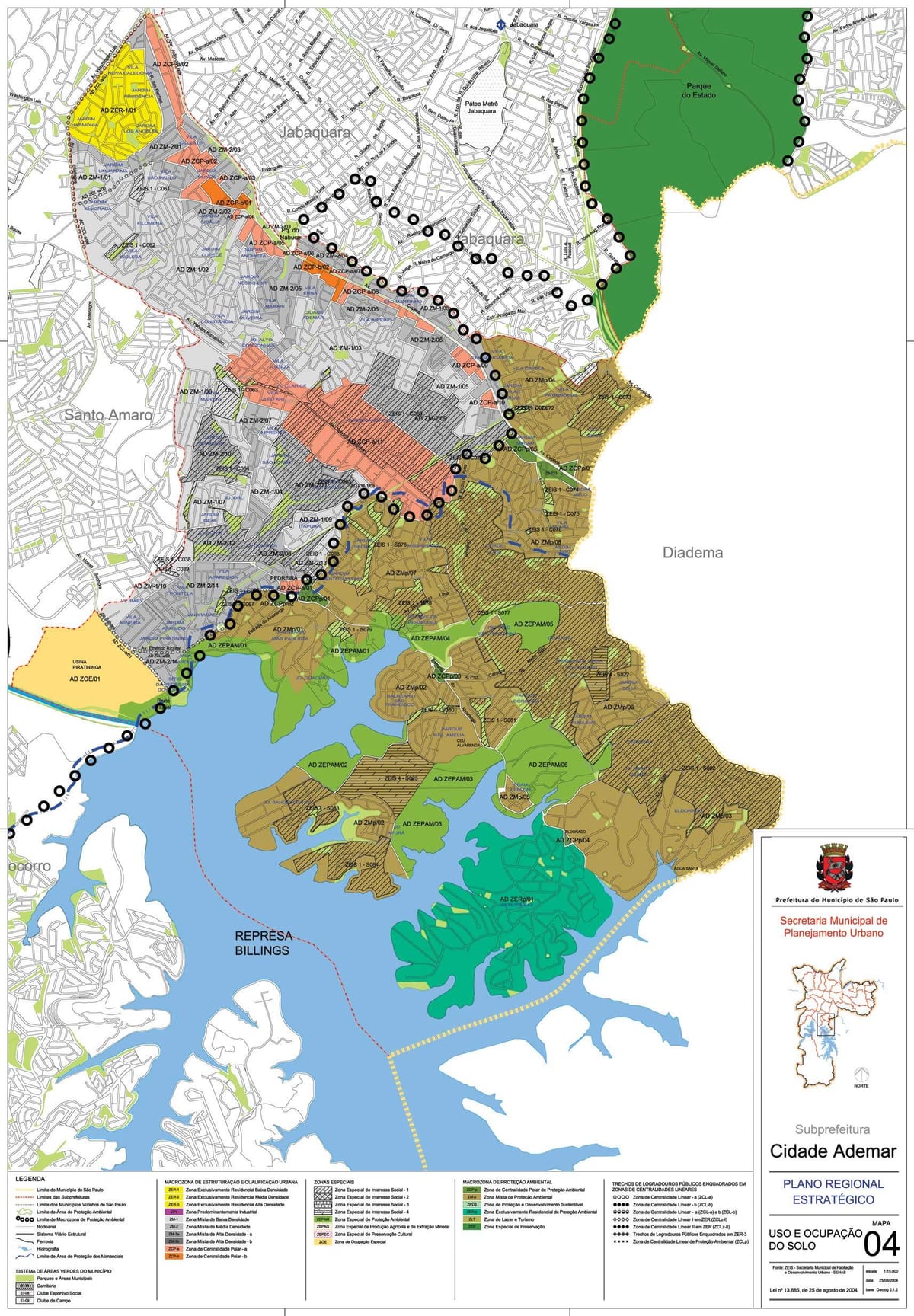 Karta över Cidade Ademar São Paulo - Ockupationen av mark