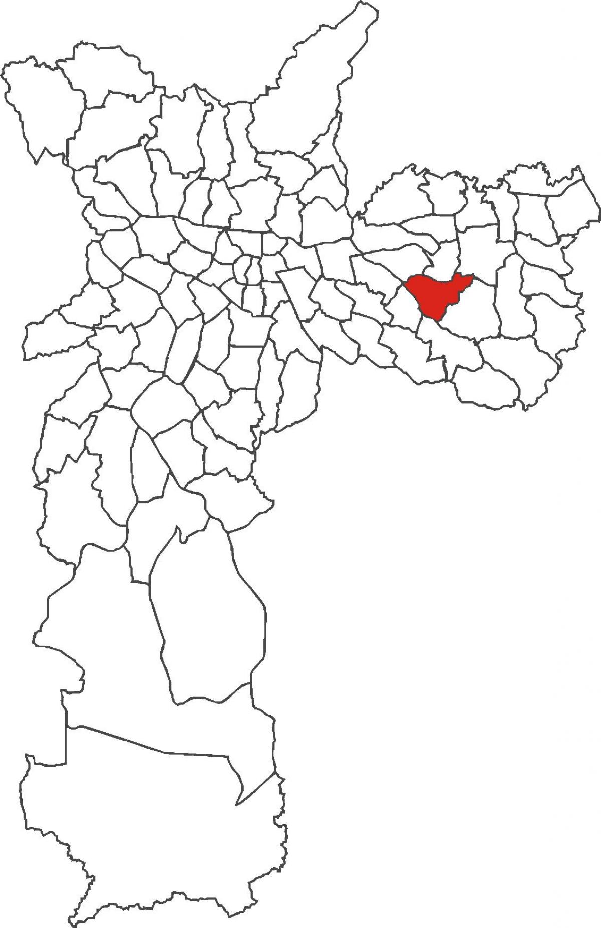 Karta över Cidade Lider distriktet