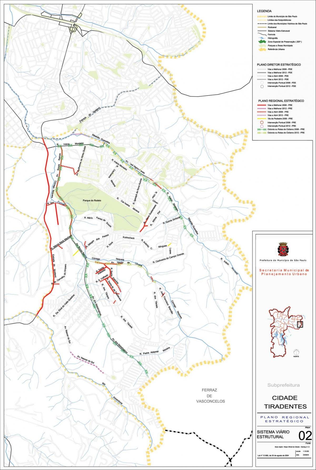 Karta över Cidade Tiradentes São Paulo - Vägar