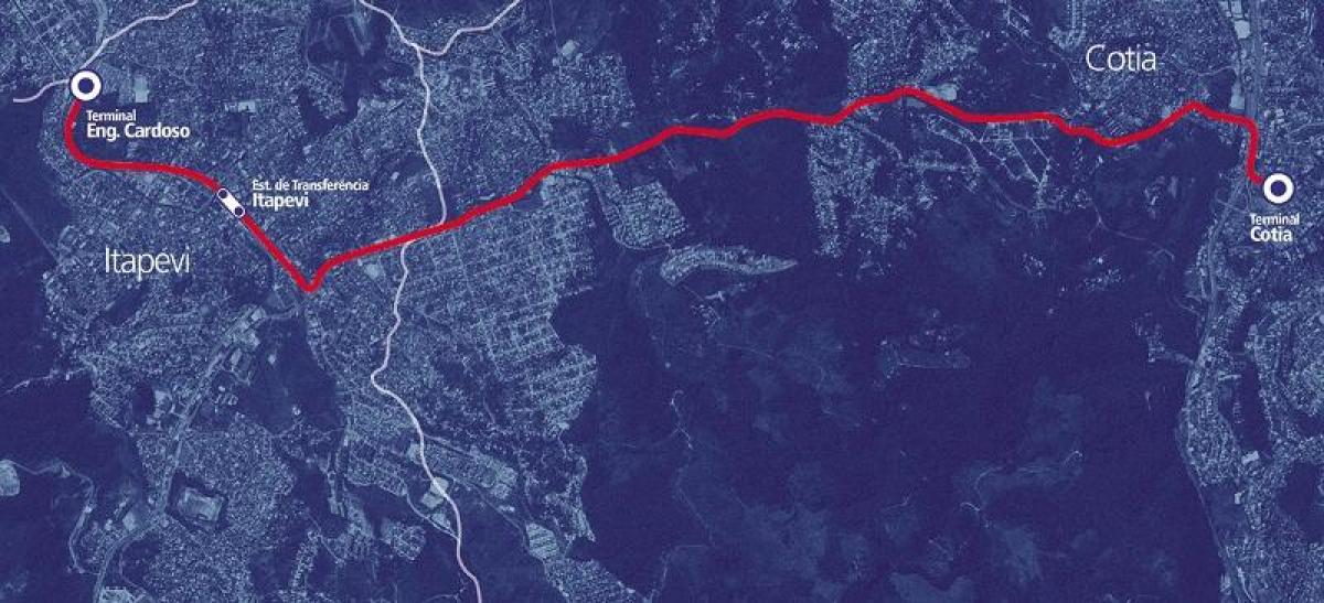 Karta över corredor BRT metropolitano Itapevi-Cotia