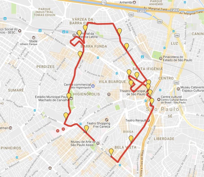 Karta över Corrida Internationella São Silvestre