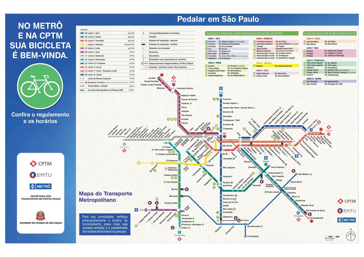Karta över cykling guide till São Paulo