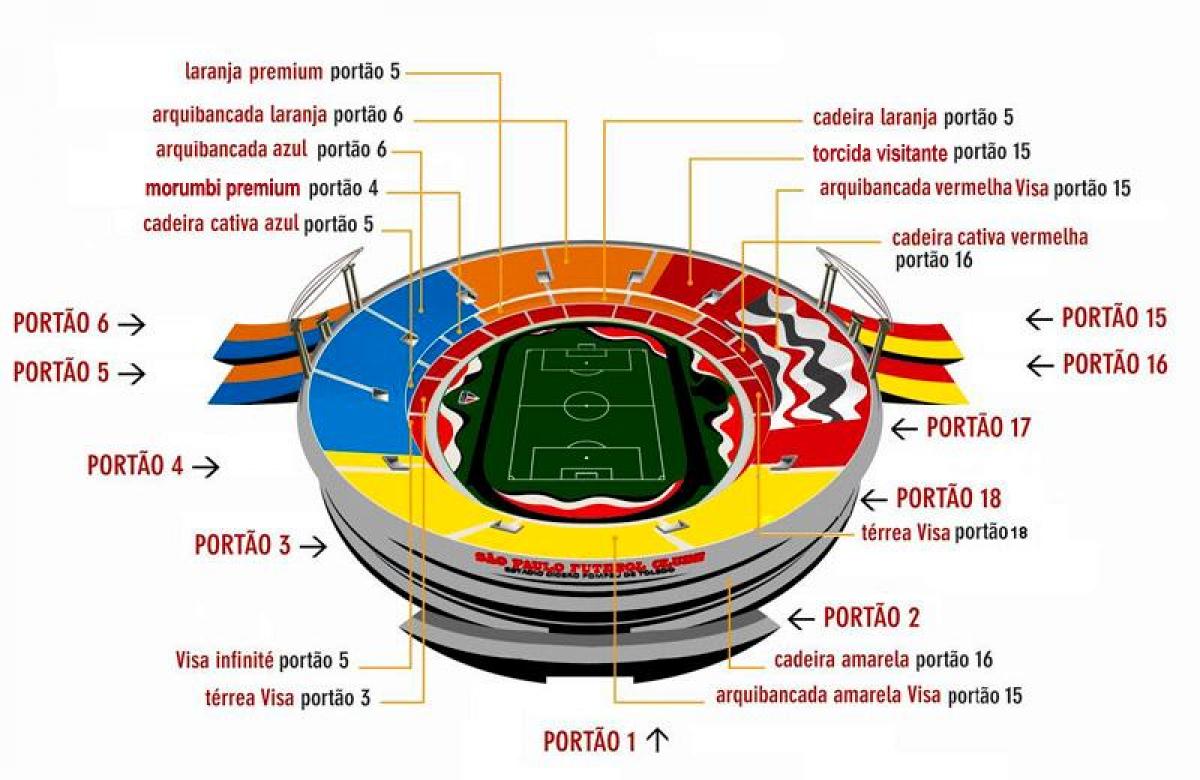 Karta över Cícero-Pompeu-de-Toledo stadium