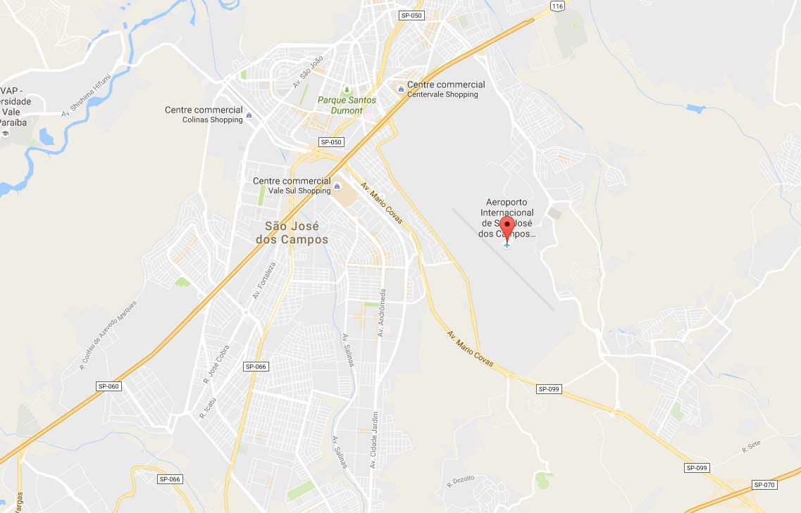 Karta över den internationella flygplatsen i São José dos Campos