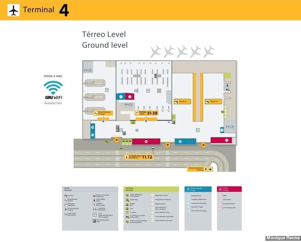 Karta över den internationella flygplatsen i São Paulo-Guarulhos - Terminal 4