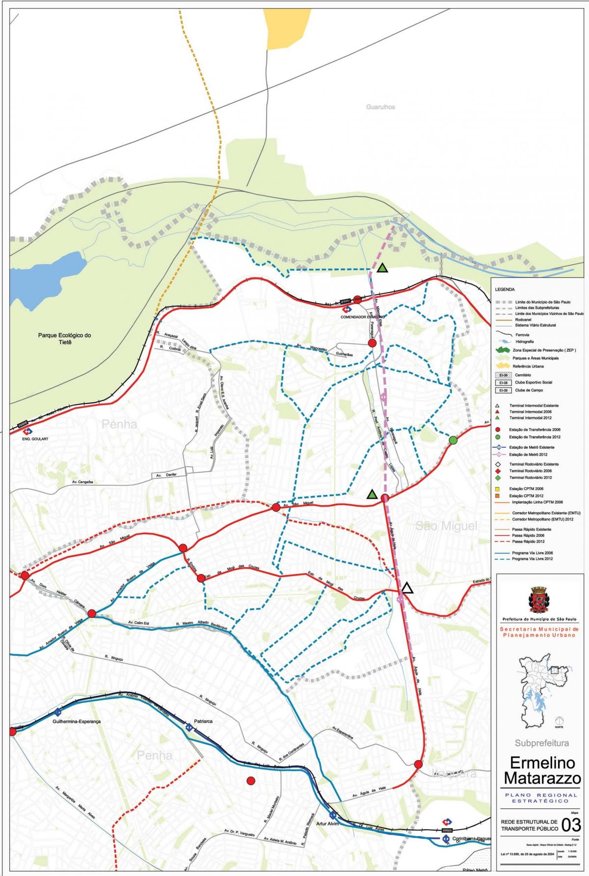 Karta över Ermelino Matarazzo São Paulo - kollektivtrafiken