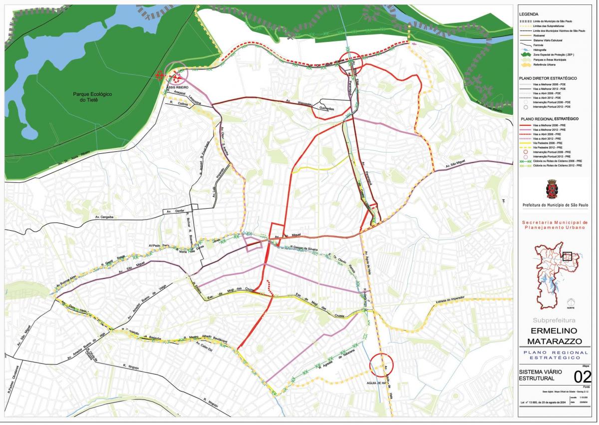 Karta över Ermelino Matarazzo São Paulo - Vägar