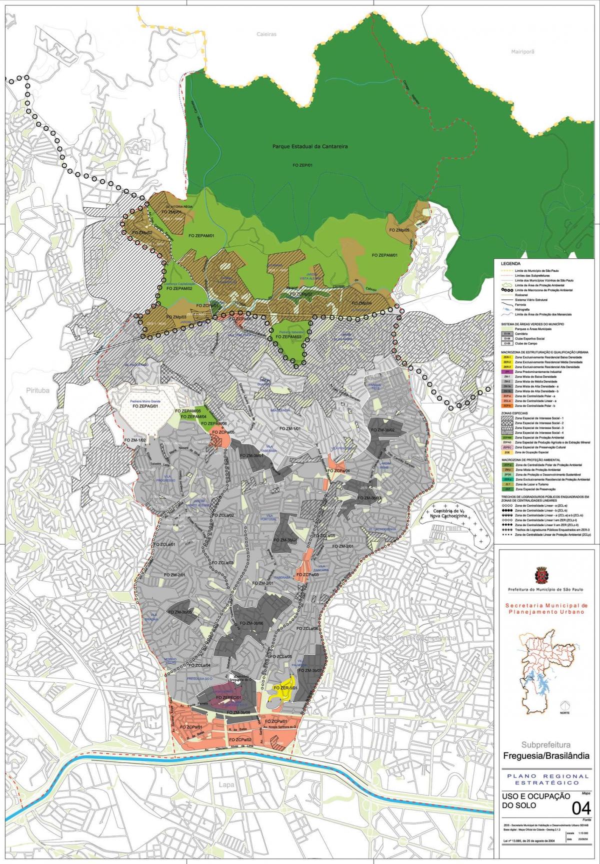 Karta över Freguesia göra - São Paulo - Ockupationen av mark