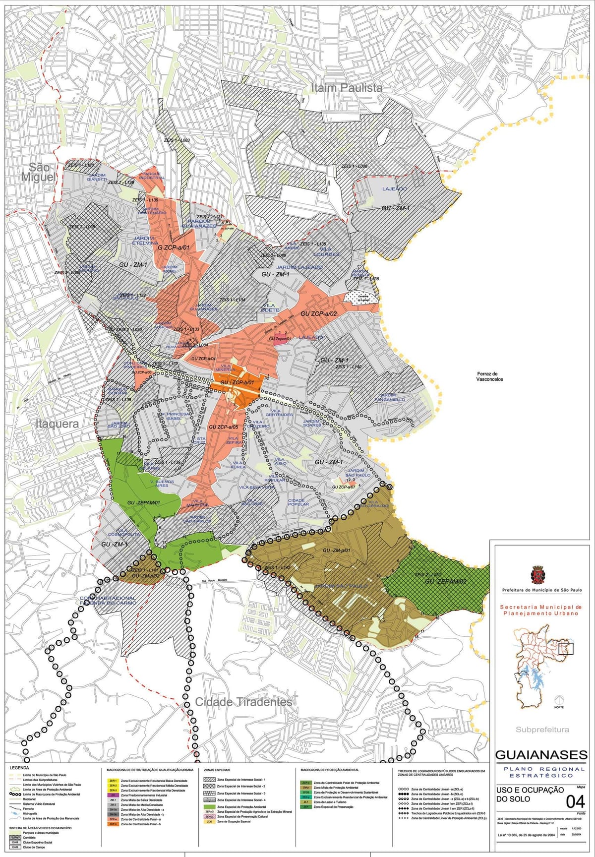 Karta över Guaianases São Paulo - Ockupationen av mark