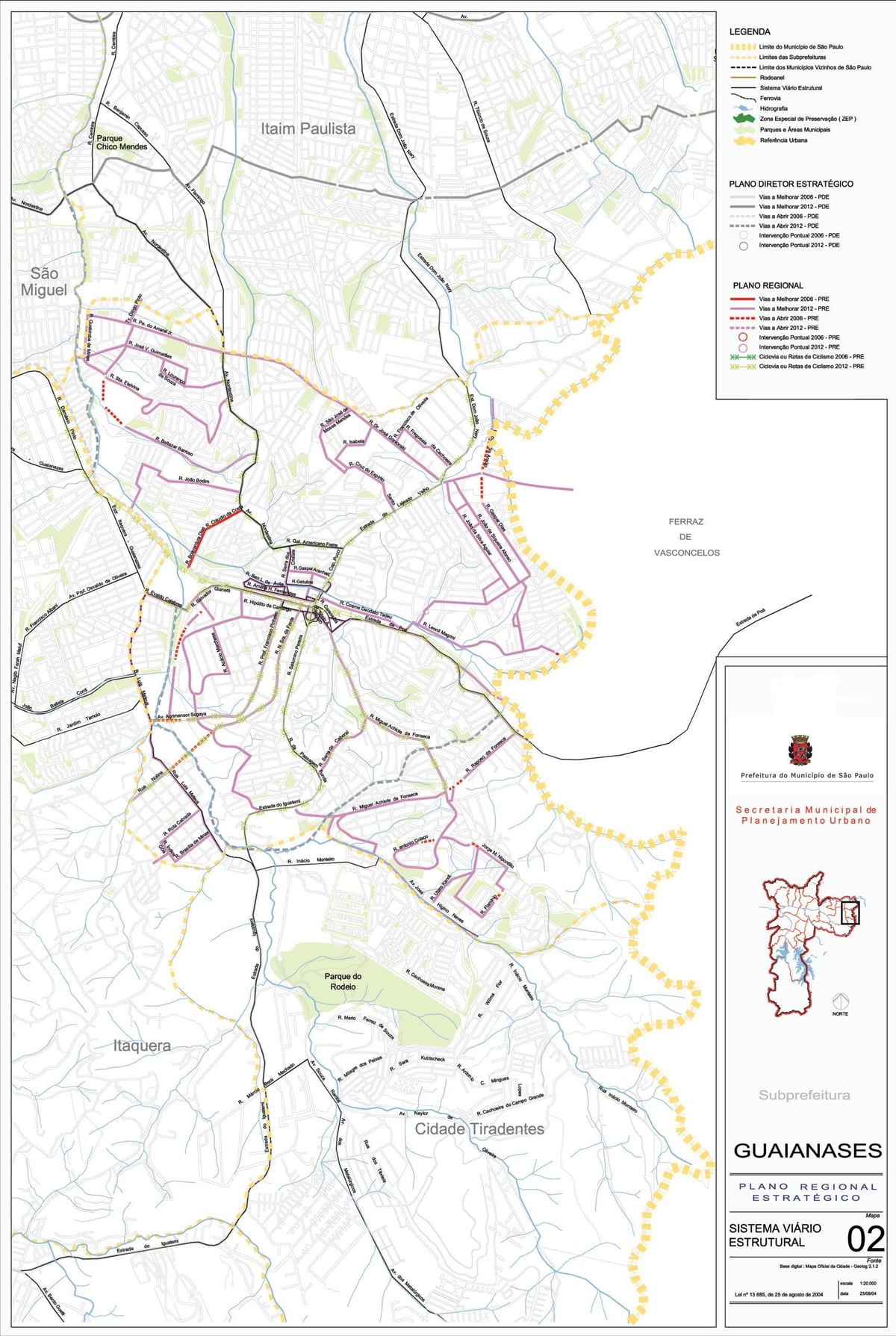 Karta över Guaianases São Paulo - Vägar