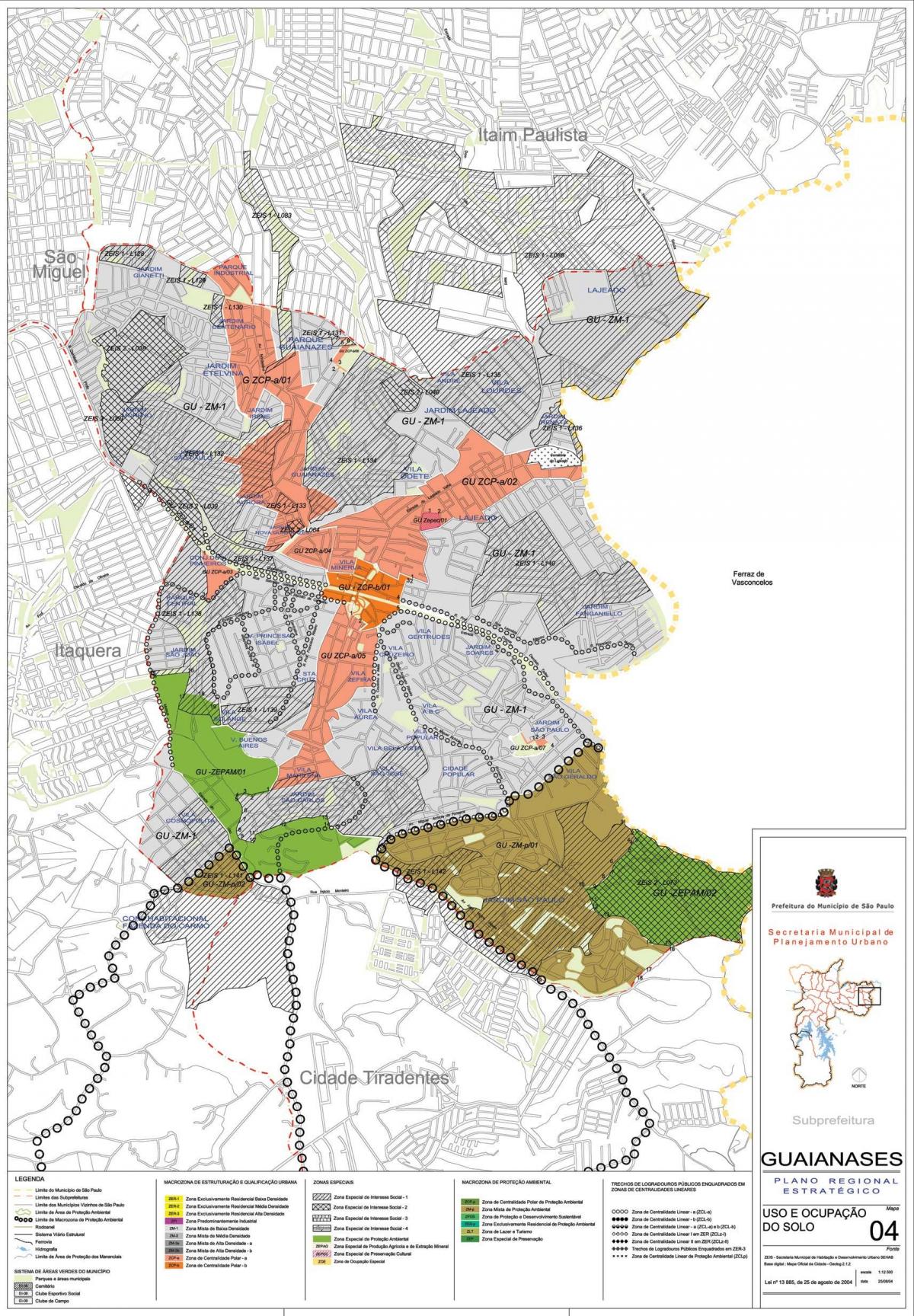 Karta över Guaianases São Paulo - Ockupationen av mark