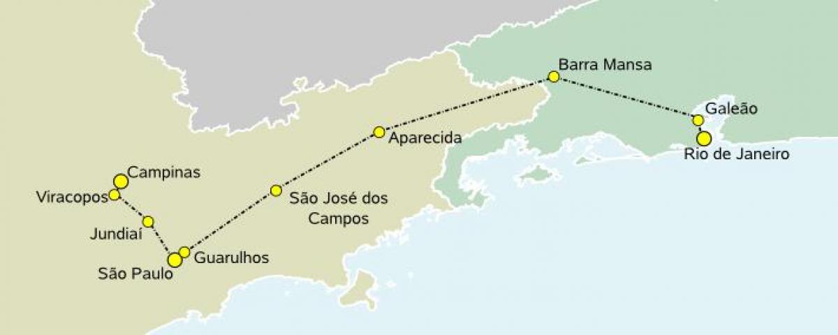 Karta över höghastighetståg São Paulo