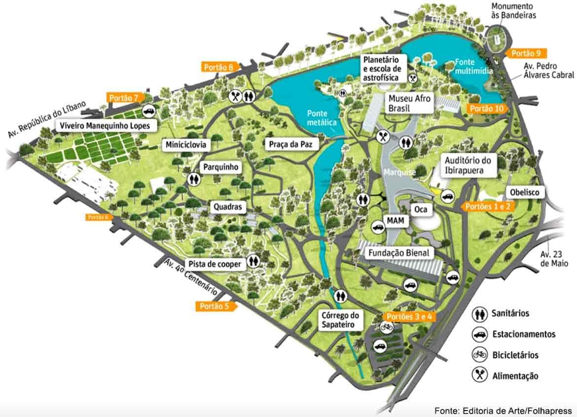 Karta över Ibirapuera-Parken, São Paulo