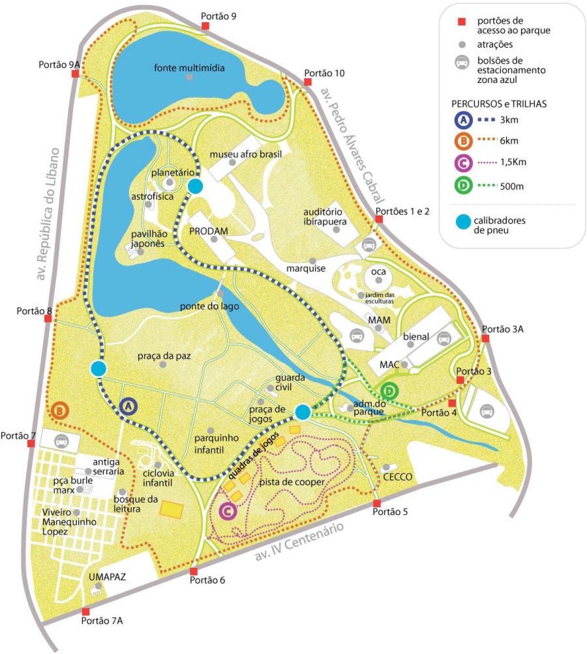 Karta över Ibirapuera-parken