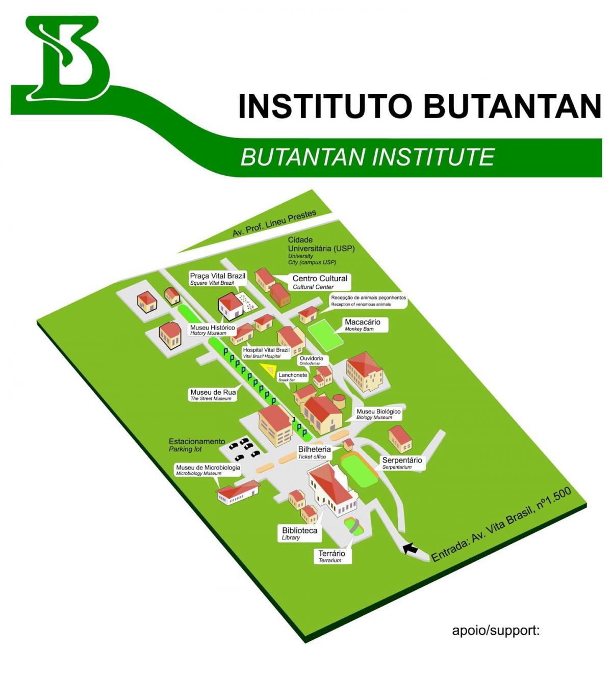 Karta över institutet Butantan