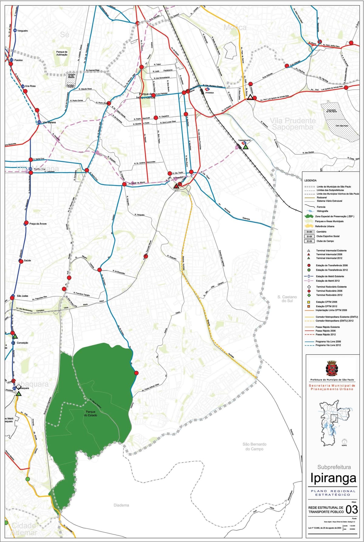 Karta över Ipiranga São Paulo - kollektivtrafiken