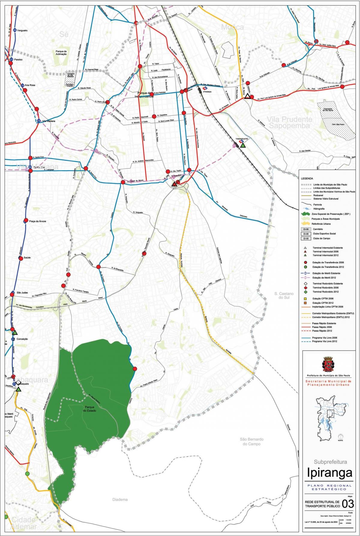 Karta över Ipiranga São Paulo - kollektivtrafiken