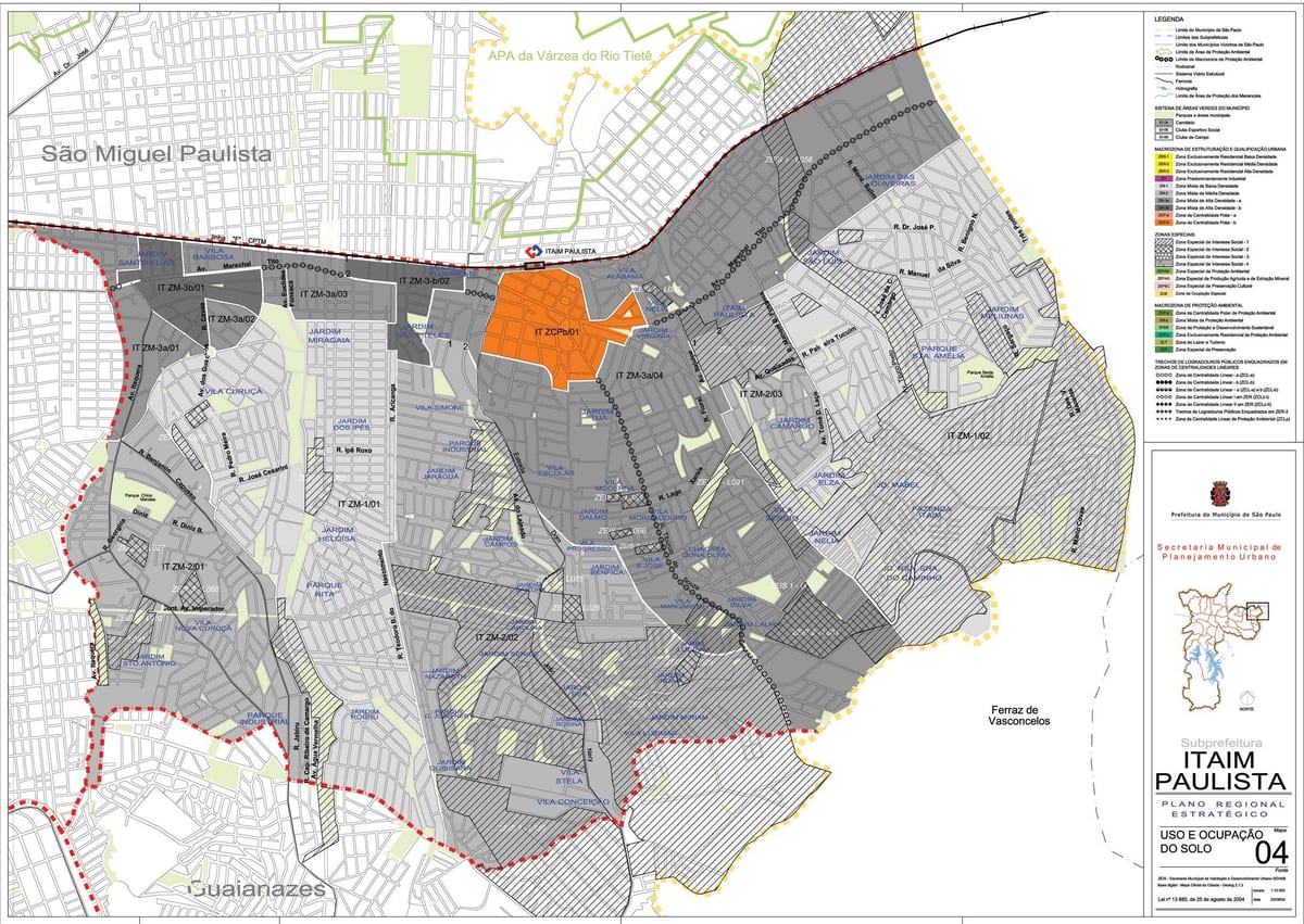 Karta över stadsdelen Itaim Paulista - Vila Curuçá São Paulo - Ockupationen av mark
