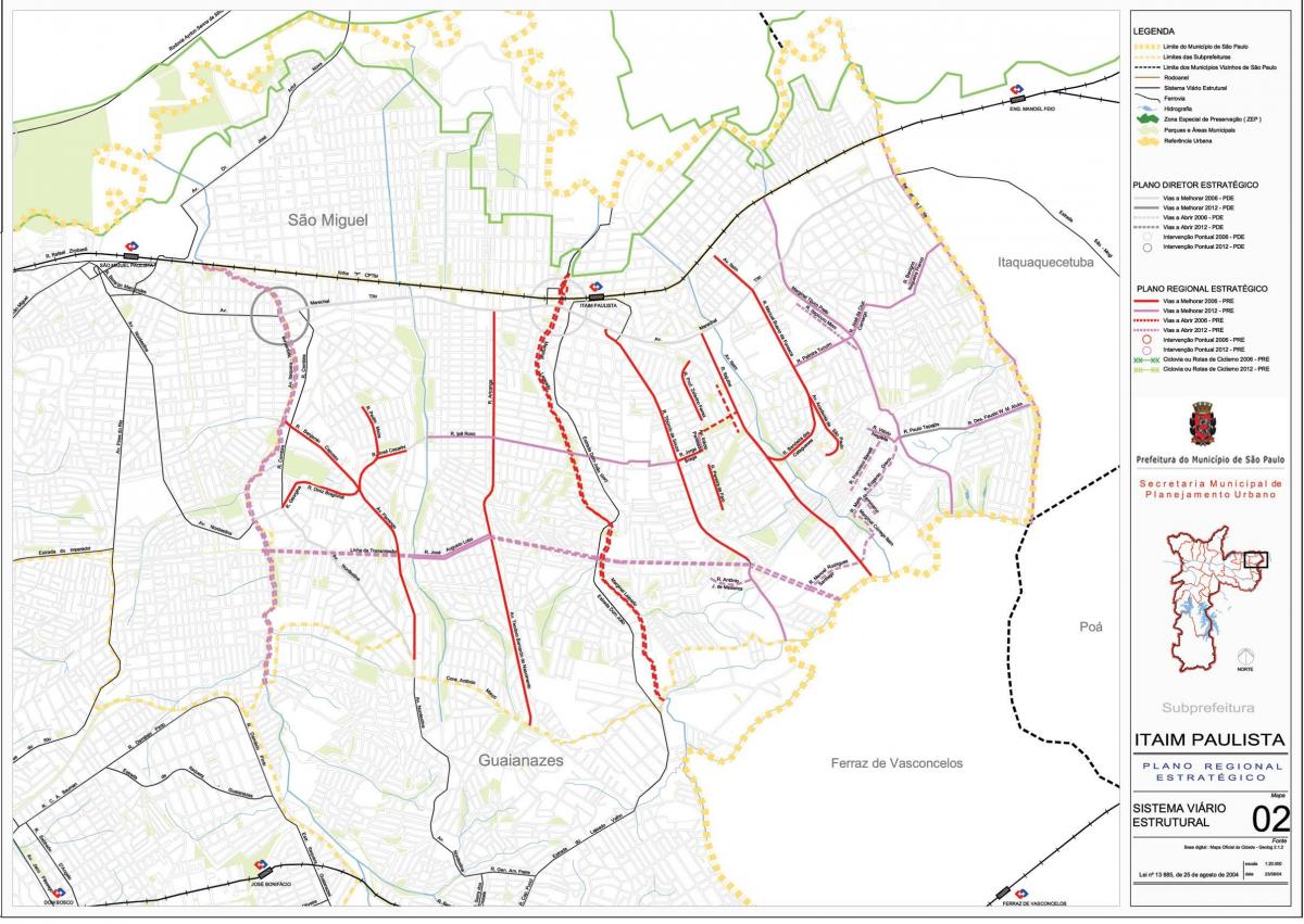 Karta över stadsdelen Itaim Paulista - Vila Curuçá São Paulo - Vägar