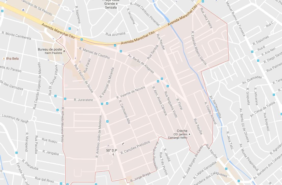 Karta över stadsdelen Itaim Paulista i São Paulo