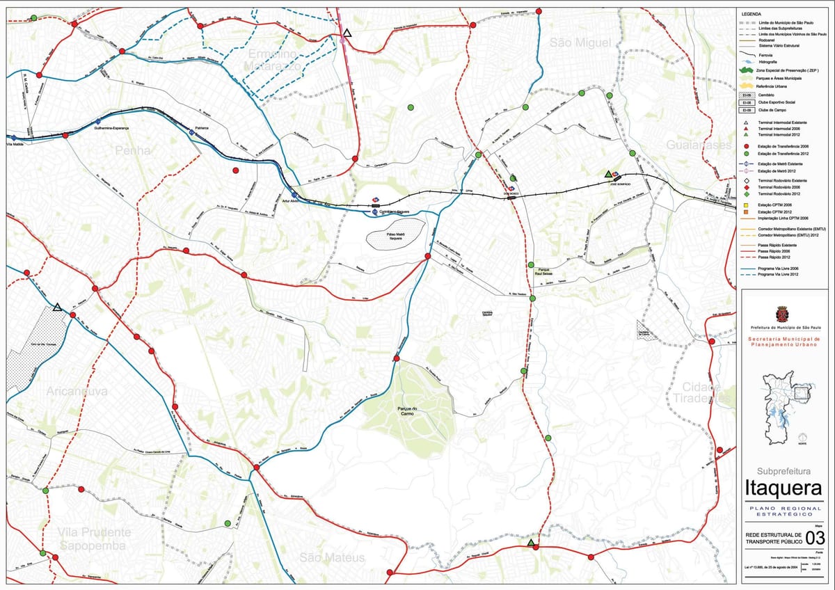 Karta över Itaquera São Paulo - kollektivtrafiken