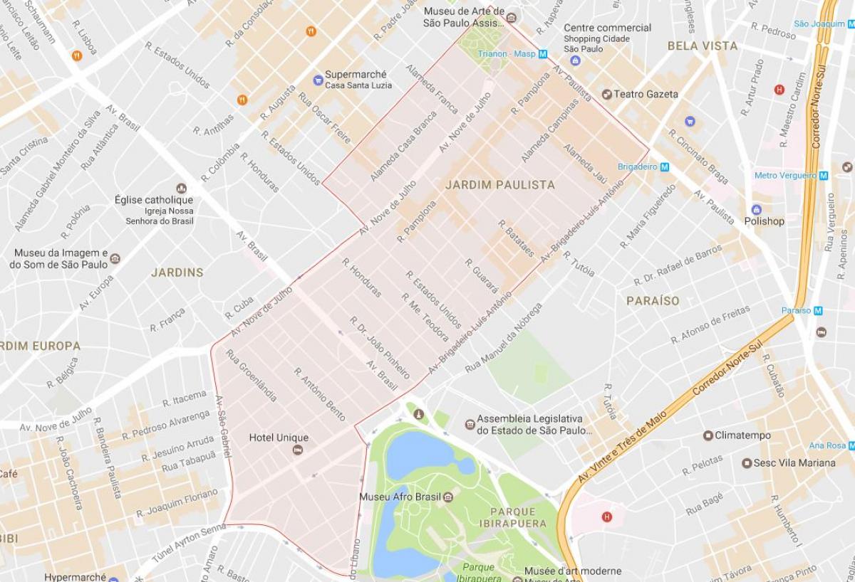 Karta över Jardim Paulista i São Paulo